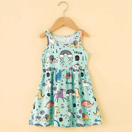 Dino Unicorn Rainbow Beach Strap Dress