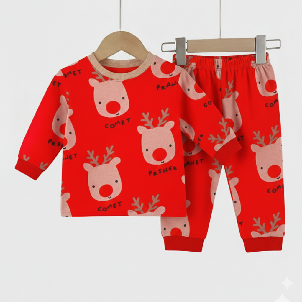 Red Reindeer Christmas Pajama Set