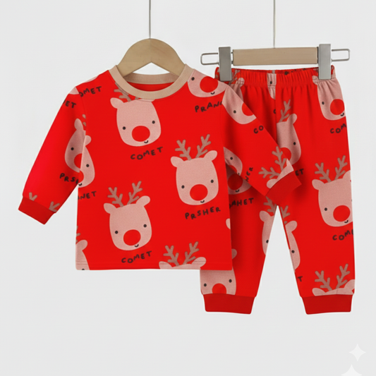 Red Reindeer Christmas Pajama Set