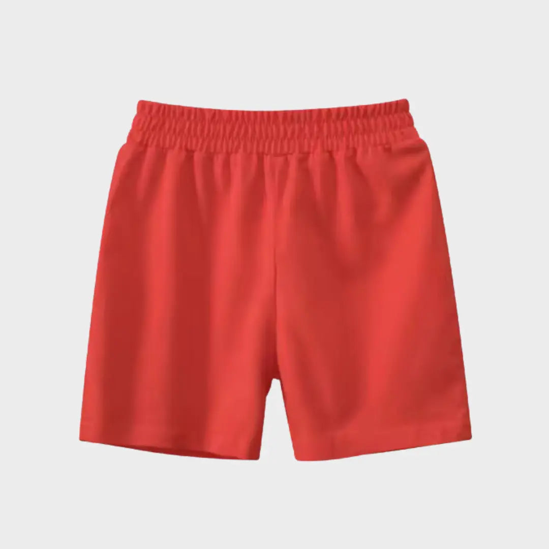 Red Elastic Waist Cotton Short Kia & Kel