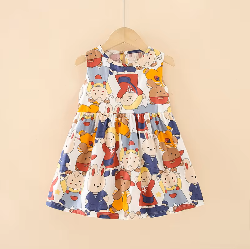 Playful Animal Parade Cotton Dress