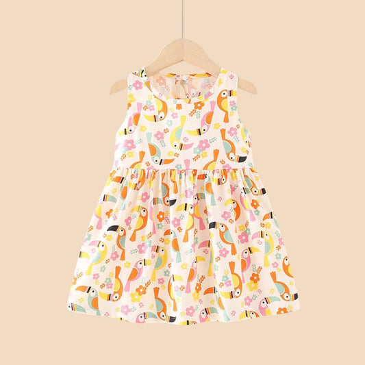 Tropical Toucan Delight Cotton Dress