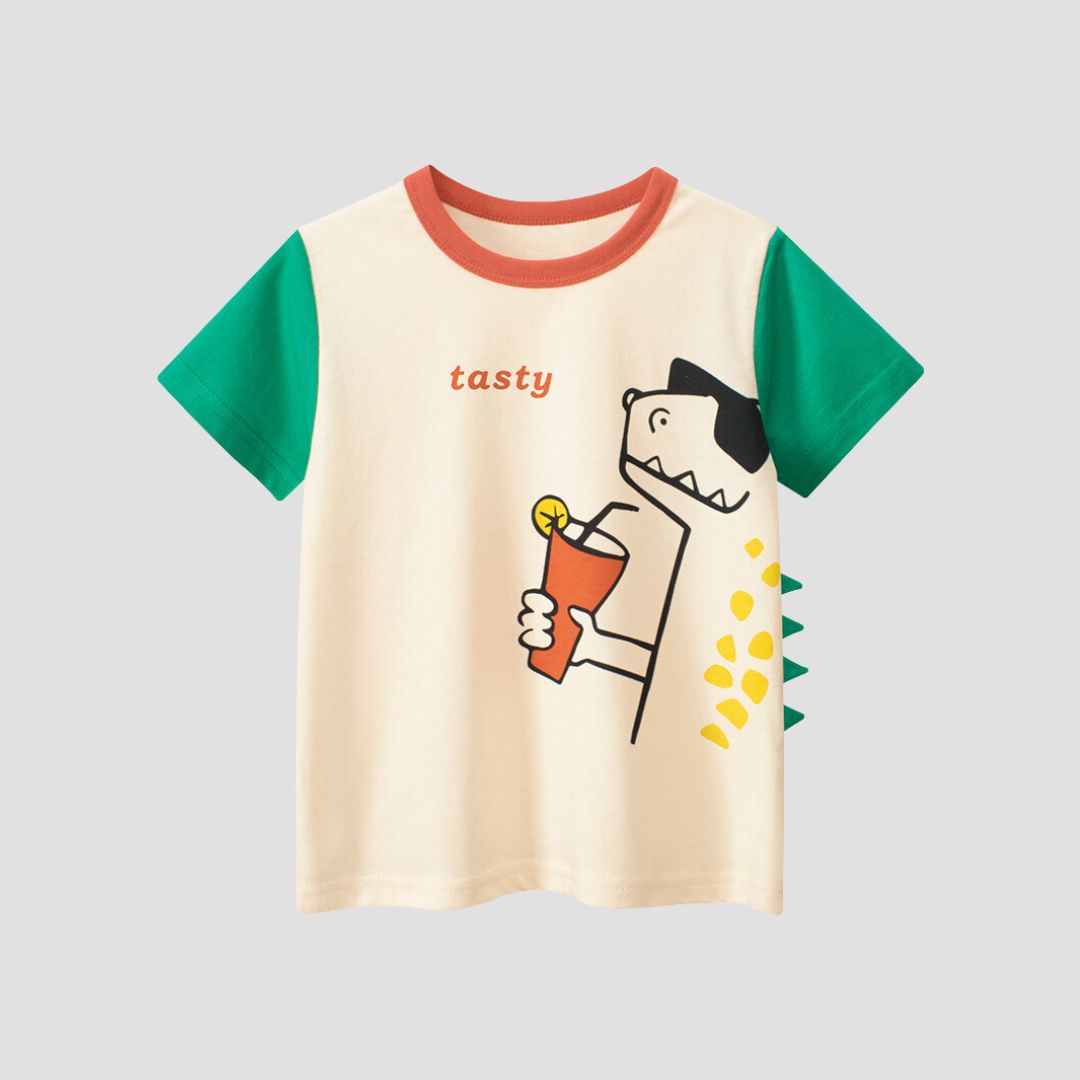 Tasty Dino Kids Short Sleeve T-Shirt